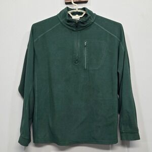 L.L. Bean Fleece Pullover Jacket Men XL Green 1/4 Zip Funnel Neck‎ Lightweight